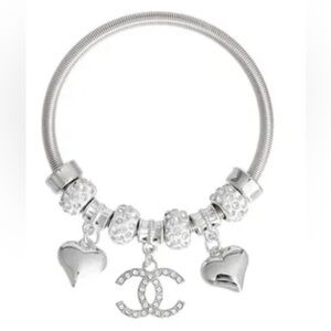 Elegant Silver Heart Charm Bracelet
